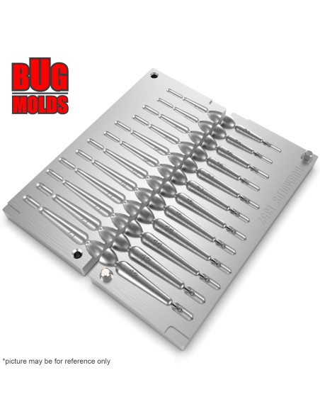 Aluminum CNC Mold Drop Shot Special Shape 3-13g 12-cav: 3-3-5-5-7-7-9-9-11-11-13-13g ID L352