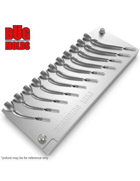 Aluminum CNC Mold Drop Shot Banana Shape 2-10g 11-cav: 2-2-2-3-3-5-5-8-8-10-10g ID L353