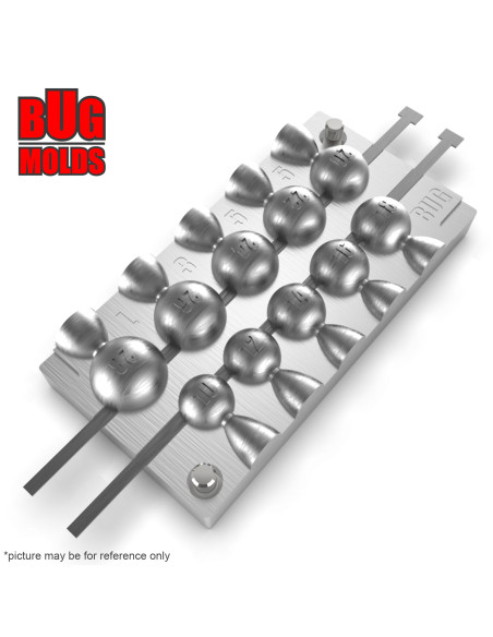 Aluminum CNC Mold Eccentric Joint Sinker Sport Ball 10-28g 10-cav: 10-12-14-16-18-20-22-24-26-28g ID L355