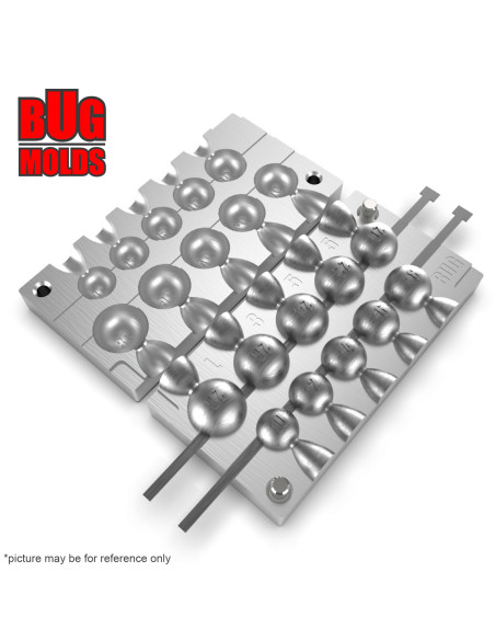 Aluminum CNC Mold Eccentric Joint Sinker Sport Ball 10-28g 10-cav: 10-12-14-16-18-20-22-24-26-28g ID L355