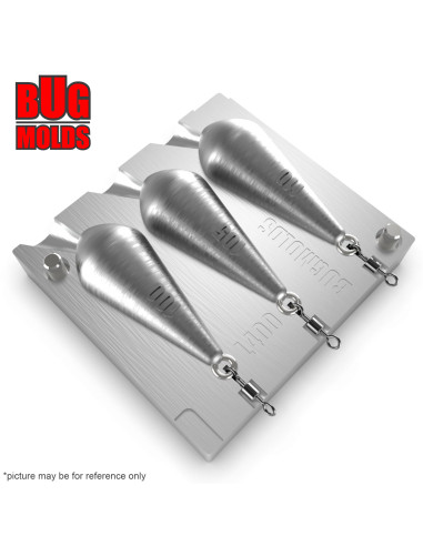 Aluminum CNC Mold Carp Sinker Exocet 100-110g 3-cav: 100-105-110g ID L400