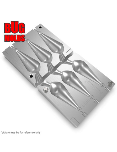 Aluminum CNC Mold Carp Sinker Exocet 100-110g 3-cav: 100-105-110g ID L400