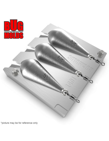 Aluminum CNC Mold Carp Sinker Exocet 115-125g 3-cav: 115-120-125g ID L401