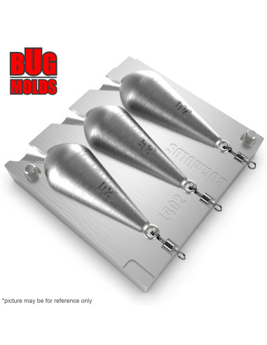 Aluminum CNC Mold Carp Sinker Exocet 130-140g 3-cav: 130-135-140g ID L402