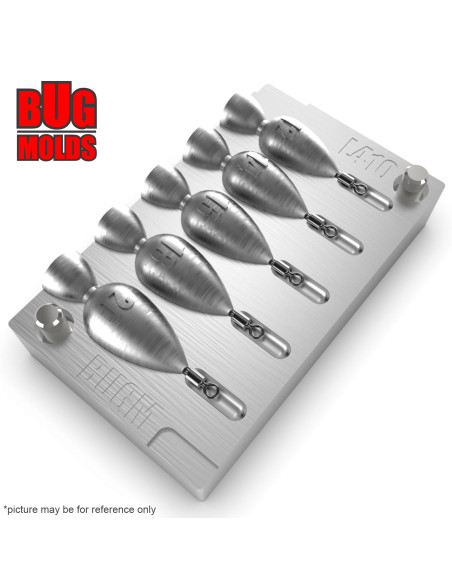 Aluminum CNC Mold Jig Rig Pear Punchball Shape 12-20g 5-cav: 12-14-16-18-20g ID L410