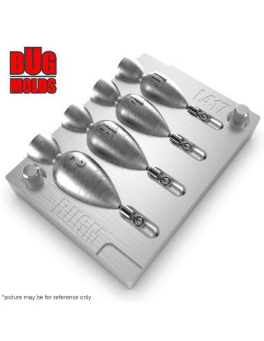 Aluminum CNC Mold Jig Rig Pear Punchball Shape 10-22g 4-cav: 10-14-18-22g ID L417