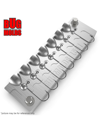 Aluminum CNC Mold Jig Head Round Shape 0,3-0,9g 7-cav: 0,3-0,4-0,5-0,6-0,7-0,8-0,9 ID L561