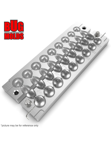 Aluminum CNC Mold InLine Sinker Ball Lead 6-10,5g 9-cav: 6-6,5-7,5-8-8,5-9-9,5-10-10,5g ID L574