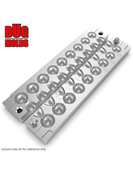 Aluminum CNC Mold InLine Sinker Ball Lead 6-10,5g 9-cav: 6-6,5-7,5-8-8,5-9-9,5-10-10,5g ID L574