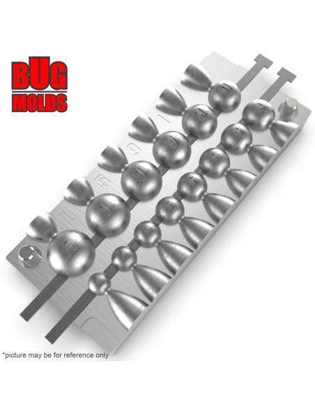 Aluminum CNC Mold Eccentric Joint Sinker Sport Ball 2-20g 14-cav: 2-3-4-5-6-7-8-9-10-12-14-16-18-20g ID L591