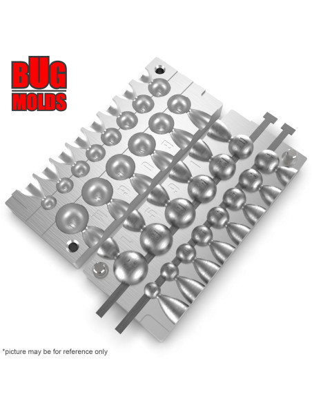 Aluminum CNC Mold Eccentric Joint Sinker Sport Ball 2-20g 14-cav: 2-3-4-5-6-7-8-9-10-12-14-16-18-20g ID L591