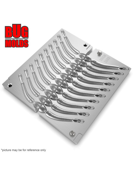 Aluminum CNC Mold Drop Shot Banana Shape 10-16g 10-cav: 10-10-10-10-12-12-12-12-14-16g ID L593