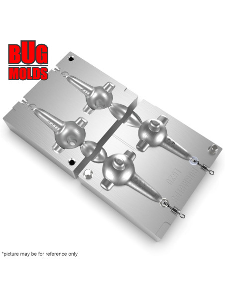 Aluminum CNC Mold Carp Sinker Bulava 90-110g 2-cav: 90-110g ID L620