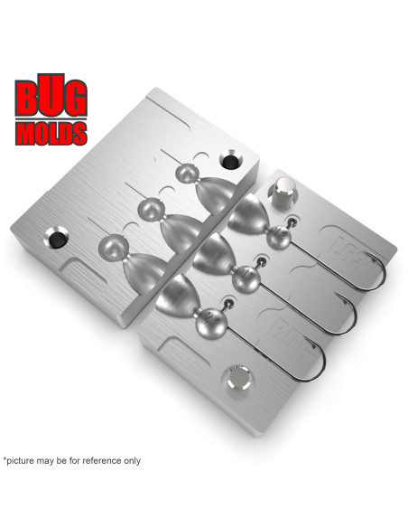 Aluminum CNC Mold Jig Head Round Shape 1,2-2,2g 3-cav: 1,2-1,7-2,2g ID L631