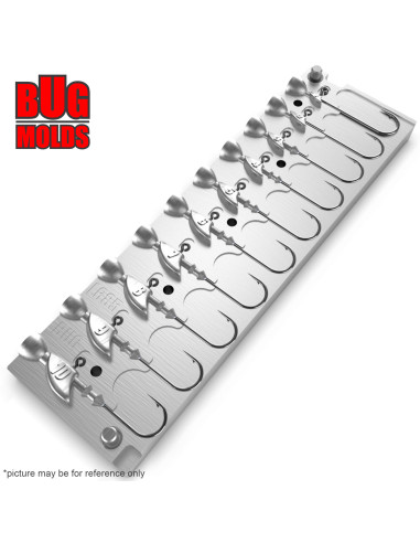 Aluminum CNC Mold Jig Head Boot Shape 1-10g 10-cav: 1-2-3-4-5-6-7-8-9-10g ID L685