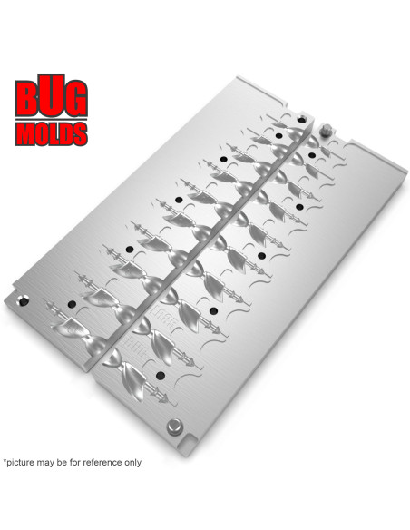 Aluminum CNC Mold Jig Head Boot Shape 1-10g 10-cav: 1-2-3-4-5-6-7-8-9-10g ID L685