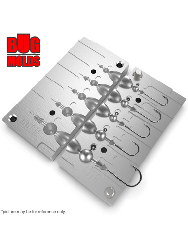 Aluminum CNC Mold Jig Head Rugby 0,89-7,1g 5-cav: 0,89-1,8-1,8-3,5-7,1g ID L778