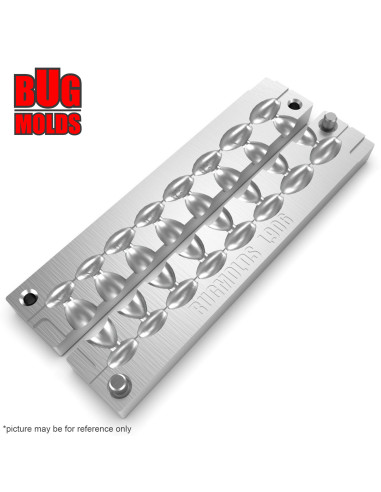 Aluminum CNC Mold InLine Sinker Olive Lead 2,5-7g 8-cav: 2,5-2,5-3,5-3,5-4,5-4,5-7-7g ID L906