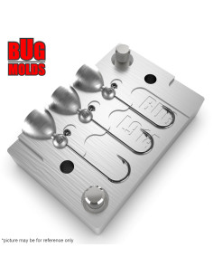 Aluminum CNC Mold Jig Head Round Shape 0,5g 3-cav: 0,5-0,5-0,5g ID L914