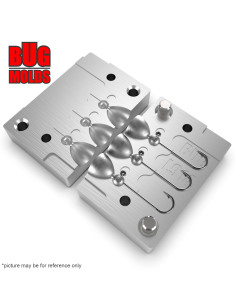 Aluminum CNC Mold Jig Head Round Shape 0,5g 3-cav: 0,5-0,5-0,5g ID L914 2