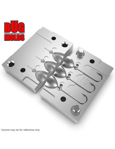 Aluminum CNC Mold Jig Head Round Shape 0,2g 3-cav: 0,2-0,2-0,2g ID L933