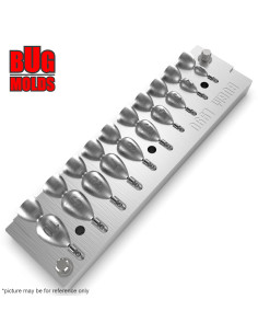 Aluminum CNC Mold Jig Rig Fat Drop 1-10g 10-cav: 1-2-3-4-5-6-7-8-9-10g ID L990