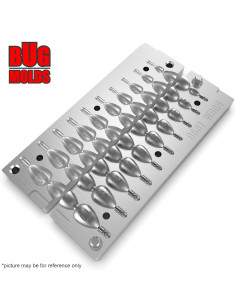 Aluminum CNC Mold Jig Rig Fat Drop 1-10g 10-cav: 1-2-3-4-5-6-7-8-9-10g ID L990 2