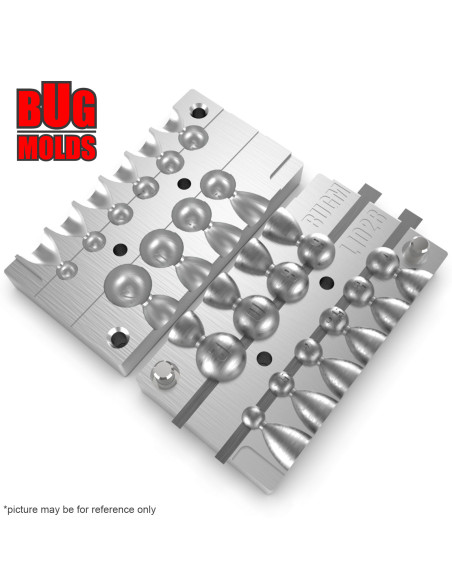 Aluminum CNC Mold Eccentric Joint Sinker Sport Ball 1-12g 10-cav: 1-2-2,5-3-4-6-8-10-12g ID L1028
