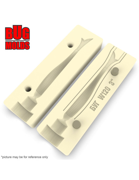 Fishing soft bait mold FishTail 4 inch model ID W203 from Bugmolds