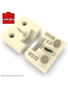 Fishing soft bait mold S-Maggot 0,3 inch model ID W513 from Bugmolds 2