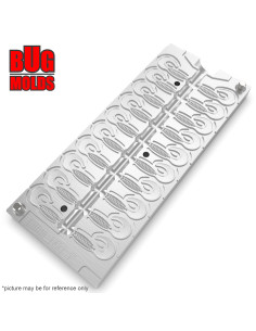 Fishing Soft Bait Multi-cavity Aluminum mold  Twister 1 inch 20-cav vol. 0,41 fl oz (12,17 cm^3)  ID T437_20a1 from Bugmolds 2