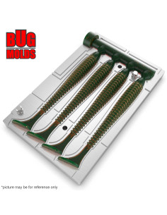 Fishing Soft Bait Multi-cavity Aluminum mold  SwingImpact 4 inch 4-cav vol. 0,96 fl oz (28,25 cm^3)  ID V29_4a1 from Bugmolds