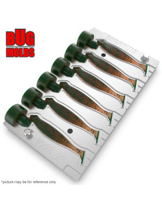 Fishing Soft Bait Multi-cavity Aluminum mold  HazedongShad 2 inch 6-cav vol. 0,62 fl oz (18,3 cm^3)  ID V228_6ai from Bugmolds