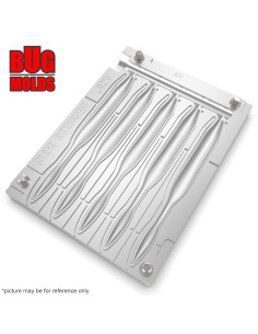 Fishing Soft Bait Multi-cavity Aluminum mold  DreamShotWorm 4,2 inch 5-cav vol. 0,82 fl oz (24,29 cm^3)  ID W315_5a1 from Bugmol 2