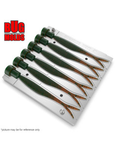 Fishing Soft Bait Multi-cavity Aluminum mold  FlatNoseMinnow 4 inch 6-cav vol. 1,29 fl oz (38,08 cm^3)  ID W570_6ai from Bugmold