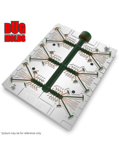 Fishing Soft Bait Multi-cavity Aluminum mold  Nymph 1,5 inch 6-cav vol. 0,34 fl oz (9,98 cm^3)  ID B77_6a1 from Bugmolds