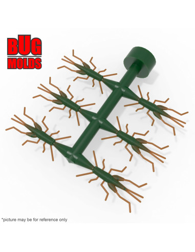 Fishing Soft Bait Multi-cavity Aluminum mold  GrassHopper 1 inch 6-cav vol. 0,19 fl oz (5,57 cm^3)  ID B102_6a1 from Bugmolds