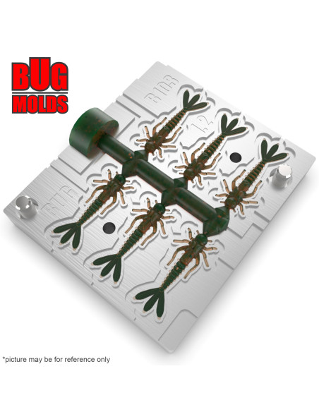 Fishing Soft Bait Multi-cavity Aluminum mold  MayFly 1,2 inch 6-cav vol. 0,16 fl oz (4,61 cm^3)  ID B103_6a1 from Bugmolds