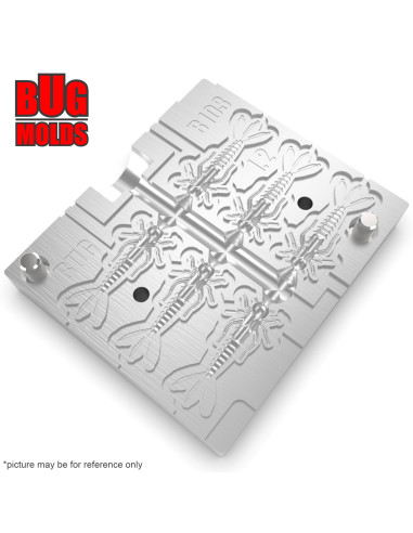 Fishing Soft Bait Multi-cavity Aluminum mold  MayFly 1,2 inch 6-cav vol. 0,16 fl oz (4,61 cm^3)  ID B103_6a1 from Bugmolds