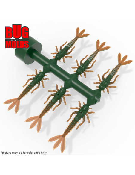 Fishing Soft Bait Multi-cavity Aluminum mold  MayFly 1,2 inch 6-cav vol. 0,16 fl oz (4,61 cm^3)  ID B103_6a1 from Bugmolds