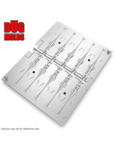 Fishing Soft Bait Multi-cavity Aluminum mold  DragonWorm 2,4 inch 10-cav vol. 0,73 fl oz (21,48 cm^3)  ID B187_10a1 from Bugmold 2