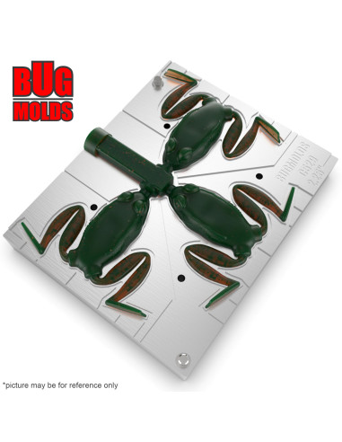 DIY Big game Fishing soft bait Aluminum Frog 3-cav mold LunkerFrog 2,25 inch model ID C529_3a1_BG