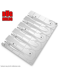 Fishing Soft Bait Multi-cavity Aluminum mold  SlimTail 4,5 inch 5-cav vol. 1,34 fl oz (39,69 cm^3)  ID T445_5ai from Bugmolds 2