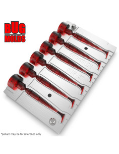 Fishing Soft Bait Multi-cavity Aluminum mold  Tioga 2 inch 6-cav vol. 0,59 fl oz (17,52 cm^3)  ID V06_6ai from Bugmolds