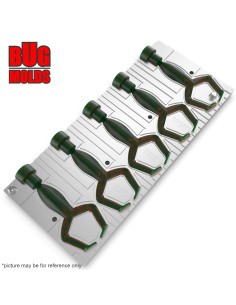 Fishing Soft Bait Multi-cavity Aluminum mold  BuzzFrawg 2,5 inch 5-cav vol. 1,18 fl oz (34,96 cm^3)  ID V313_5ai from Bugmolds