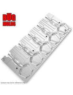 Fishing Soft Bait Multi-cavity Aluminum mold  BuzzFrawg 2,5 inch 5-cav vol. 1,18 fl oz (34,96 cm^3)  ID V313_5ai from Bugmolds 2