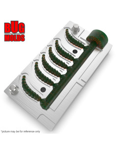 Fishing Soft Bait Multi-cavity Aluminum mold  HoneyWorm 1 inch 6-cav vol. 0,19 fl oz (5,76 cm^3)  ID W73_6a1 from Bugmolds