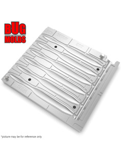 Fishing Soft Bait Multi-cavity Aluminum mold  DreamShotWorm 4,2 inch 6-cav vol. 1 fl oz (29,63 cm^3)  ID W315_6a1 from Bugmolds 2