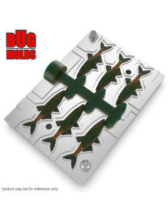 Fishing Soft Bait Multi-cavity Aluminum mold  Alburnus 1,5 inch 6-cav vol. 0,27 fl oz (8,02 cm^3)  ID W393_6a1 from Bugmolds