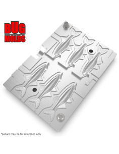 Fishing Soft Bait Multi-cavity Aluminum mold  Alburnus 1,5 inch 6-cav vol. 0,27 fl oz (8,02 cm^3)  ID W393_6a1 from Bugmolds 2